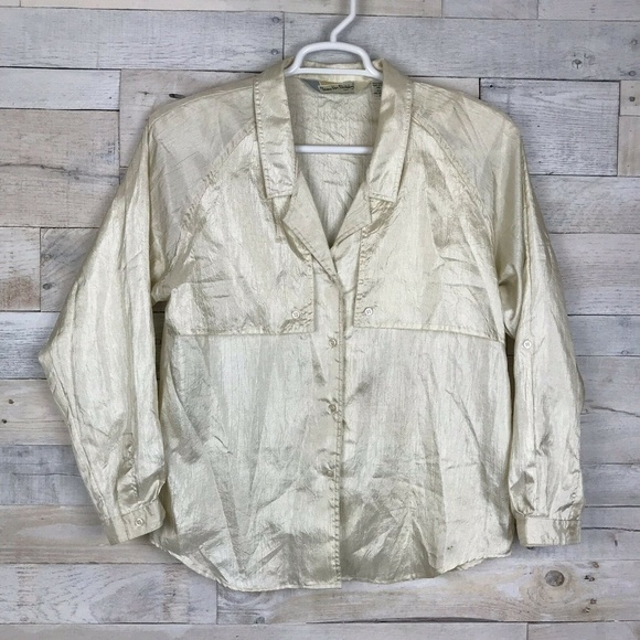 Vintage Diane Von Furstenberg DVF Ivory Blouse 12 - Picture 1 of 6